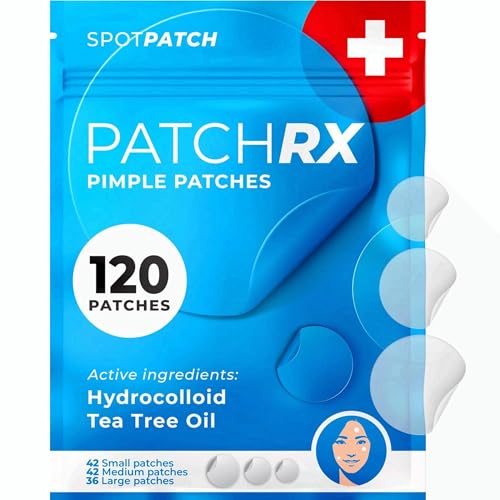 PatchRx Pimple Patches for Face (120 Patches), Hydrocolloid Acne Patches