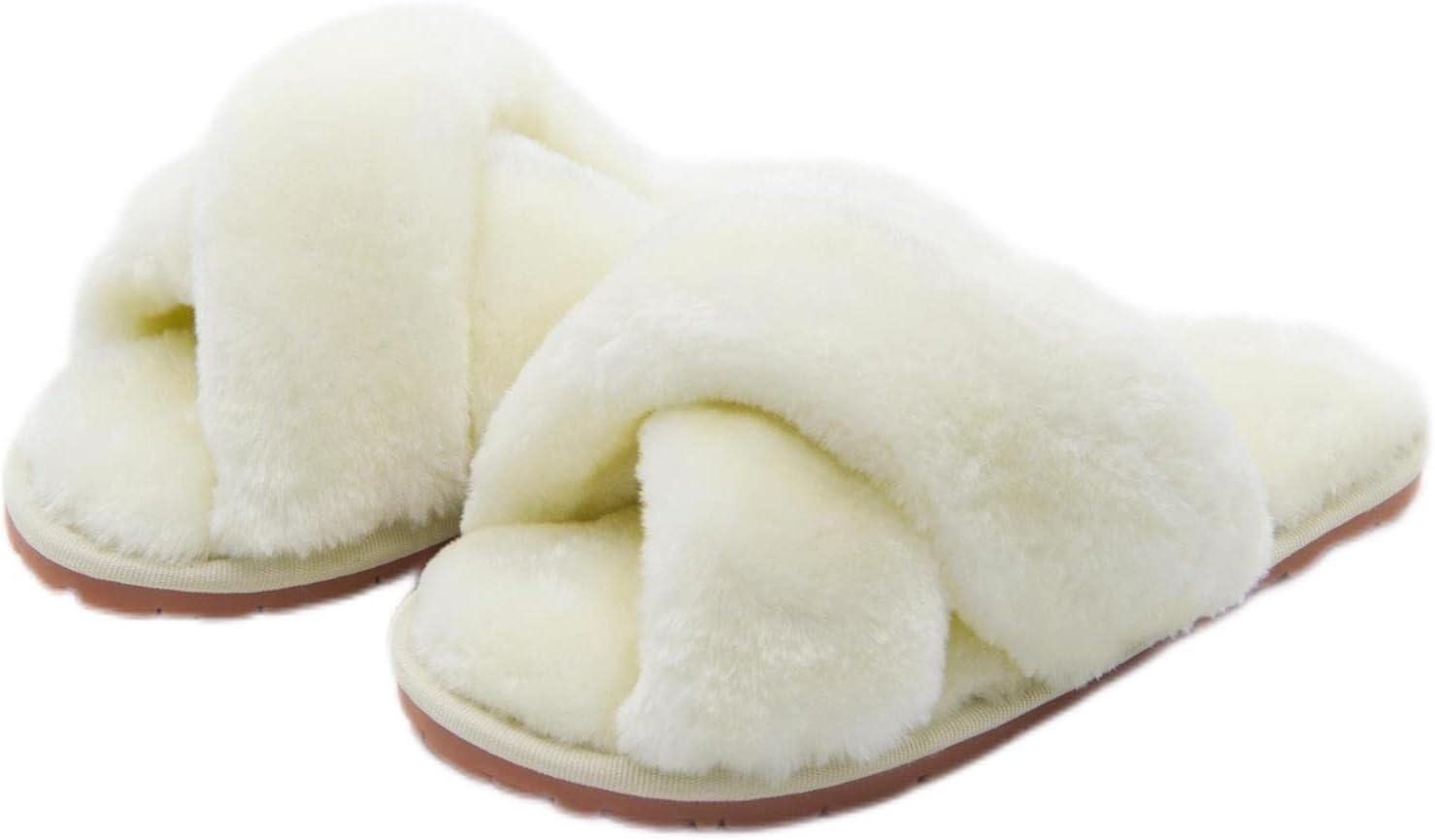 Crazy LadyWomen's Fuzzy Fluffy Furry Fur Slippers Flip Flop Open Toe Cozy House Sandals Slides Soft Flat Comfy Anti-Slip Spa Indoor Outdoor Slip on