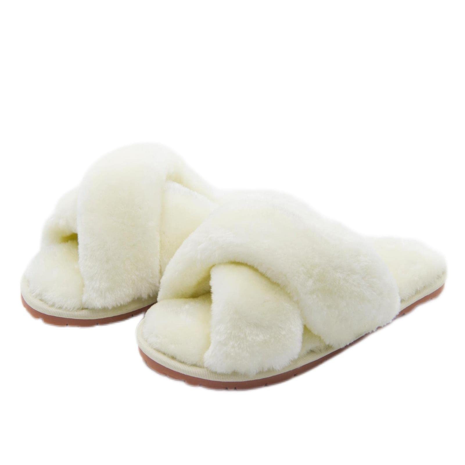 Crazy LadyWomen's Fuzzy Fluffy Furry Fur Slippers Flip Flop Open Toe Cozy House Sandals Slides Soft Flat Comfy Anti-Slip Spa Indoor Outdoor Slip on