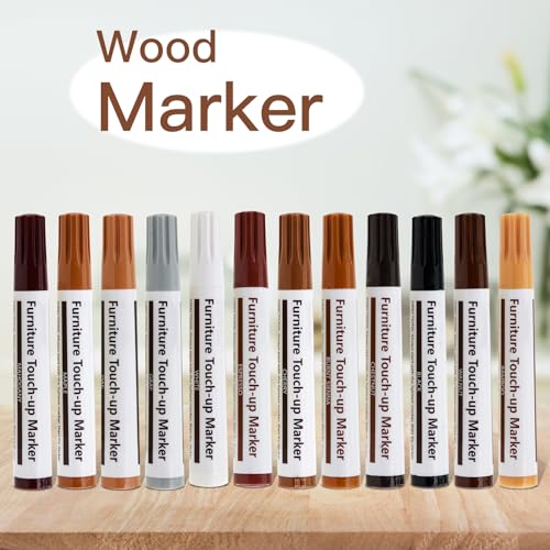 New Upgrade Furniture Pens for Touch Up, 12 Colors Wood Scratch Repair Markers, Professional Repair Tools for Stains, Scratches, Wood Floors, Tables, Bedposts