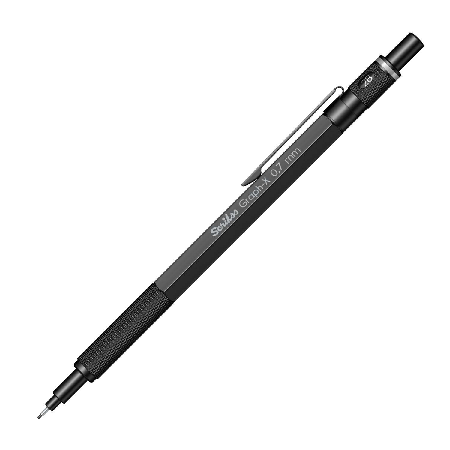 Ołówek mechaniczny siedmiokątny regulowany 0,7 mm cienkopis matowy czarny model. Graph-x