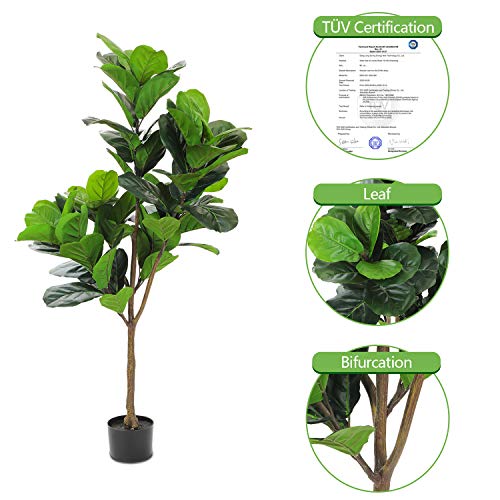 image for Realead 4.3ft Artificial Plant Fiddle Leaf Fig Tree Fake Tree in Pot N