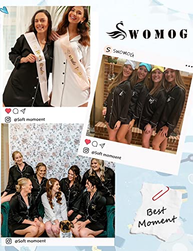 Swomog Women's Satin Sleep Shirt Long Sleeve Sleepwear Silk Nightshirt Button Down Pajama Top Black #TOP5