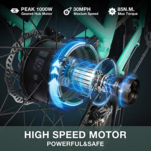 Wildeway Electric Bike For Adults Fat Tire Ebike 26 Inch Electric Bicycle For Men Step-Thru Commuter City Beach Snow Mountain Bike 750W Motor 15Ah Battery E-Bike Shimano 7 Speed #TOP1