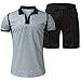 Earneo Mens Short Sets 2 Piece Outfits Fashion Summer Tracksuits 1/4 Zip Short Sleeve Polo Shirt and Shorts Set for Men (12,XX-Large)