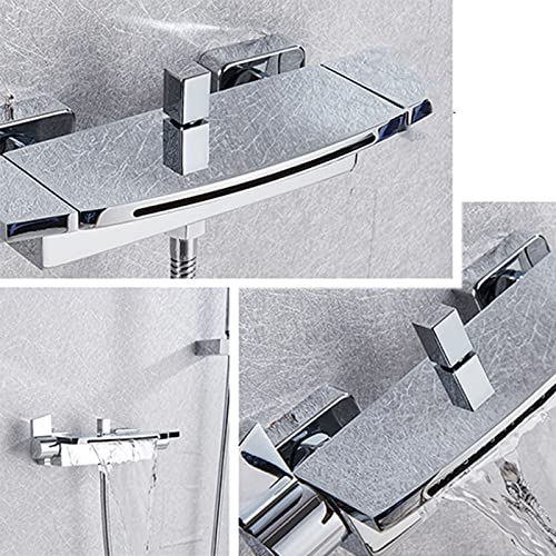 Robinet de baignoire cascade au jet fluide avec inverseur douchette mural - 7