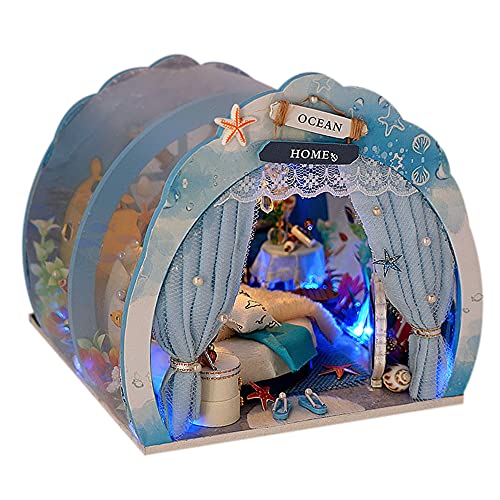 SEPTEMBER-EUROPE DIY Puppenhaus Mini Ocean Tunnel Haus Kit Miniatur mit Möbel Holz Puppenhaus Kit Kreative Zimmer mit… – Bild 4