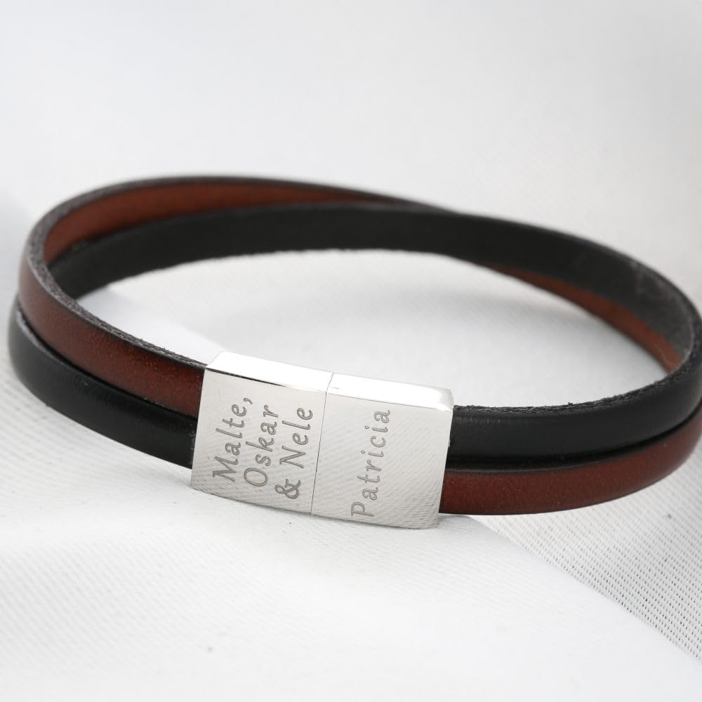 Herren Armband mit Gravur Namensarmband Leder Herrenarmband Lederarmband Spruch Armband mit Gravur Männer Herrenschmuck Gravur Männerschmuck schwarz braun dickes Leder | HANDMADE IN GERMANY