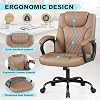 Misolant Office Chair, Executive Desk Chair, PU Leather Comfortable Ergonomic Chairs with Fixed Armrest, Adjustable Height, Rocking Function, 360 Swivel Wheels, Brown