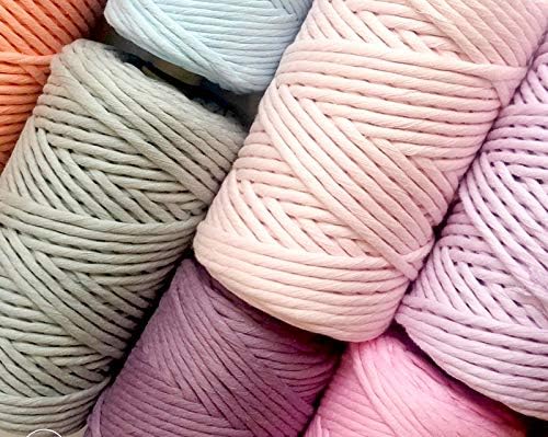 21S 4mm*110Yards Macrame Cord Rope - Luxury Soft 100% Macrame Cotton Cord Colored One String Twisted Rope for DIY Crafts Wall Hanging, Plant Hangers, Wool Weaving