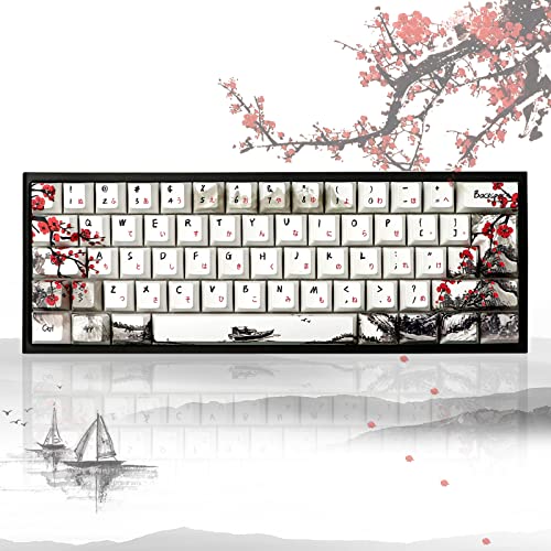Jsjt Plum Blosoom Keycaps Japanese Keycaps 80 Keys Custom Keycaps Pbt Dye Sublimation Cherry Profile Keycaps Suitable For Ansi/Iso Layout 61/64/67/68 Cherry Mx Swtich Gaming Mechanical Keyboard… #TOP7