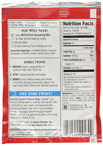 Image of McCormick Original TACO Seasoning Mix 1.25oz (6 Packets)