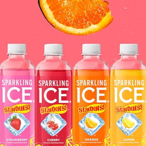 Sparkling Ice STARBURST Orange, Zero Sugar Flavored Sparkling Water, with Vitamins and Antioxidants, Low Calorie Beverage, 17 fl oz Bottles (Pack of 12).
