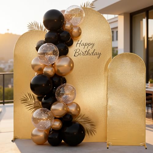 Gold Shimmer Arch Backdrop Cover Set of 3 (4,5,6ft),Glitter Spandex