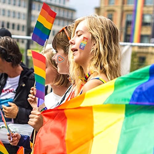23PCS Pride Flag Bunting, Homgaty LGBT Pride Bunting- 5FTx3FT Gay Pride Flags Lesbian Bisexual Flags, Pride Bracelet Rainbow Tattoos Accessories for Outdoor Bar Street Parade Pride Party Decorations