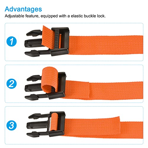 Image of MECCANIXITY Utility Strap with Buckle 1x40 Inch Polyester Quick Release Adjustable Belt for Travel Outdoor Bag Luggage Packing (Orange)