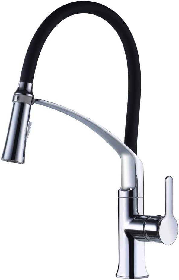 Kitchen Faucet With Sprayer SURNORME High Arch Kitchen Sink Faucet Swivel Head Single Handle Pull Down Sprayer Kitchen Mixer Tap (Chrome)