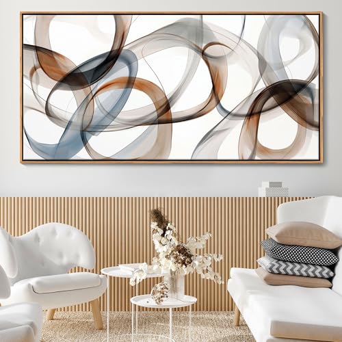 Toile murale abstraite minimaliste grand format marron décoration murale salon et bureau