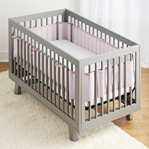 Image of BreathableBaby Breathable Mesh Liner for Full-Size Cribs, Classic 3mm Mesh, Light Pink (Size 4FS Covers 3 or 4 Sides)