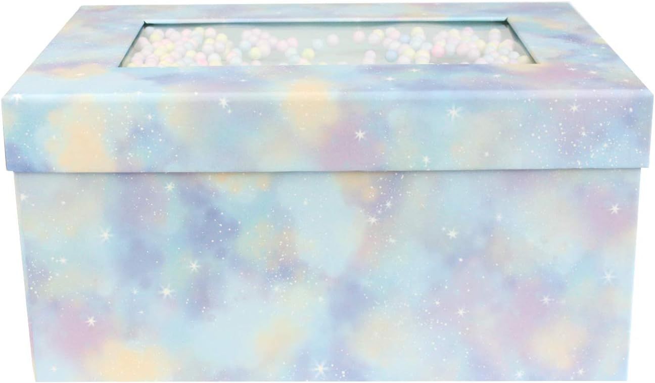 Emartbuy Blue Pastel Rigid Gift Box with Ribbon - 28 x 18 x 13 cm - Luxury Cardboard Presentation Box, Rectangle - Blue Pastel
