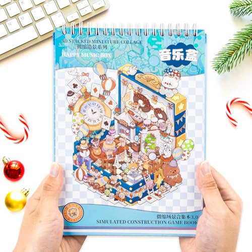Aifong 10 Sets Big Size DIY 3D Sticker Scene Collection Book 3D Sticker Scene Miniature Therapy Stickers for Relief Stress Pass The Time (Style3) — view 6