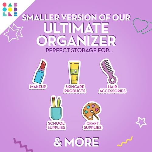 Image of Caboodles Pretty in Petite Makeup Box, Two-Tone Purple Sparkle on Pink Sparkle, Hard Plastic Organizer Box, 2 Swivel Trays, Fashion Mirror, Secure Latch for Safe Travel (Pack of 3)