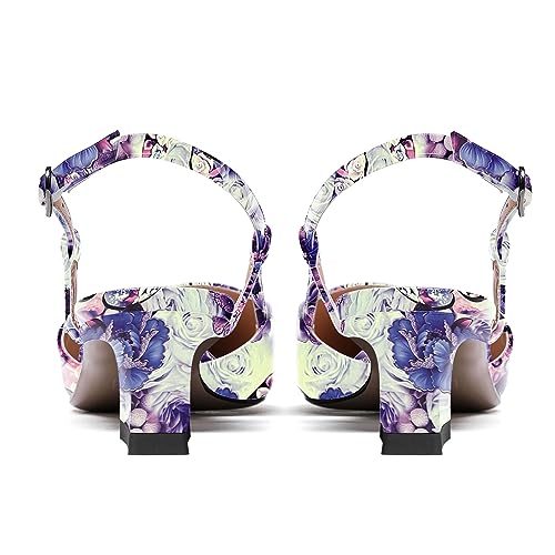 AMBELIGHT Womens Night Club Buckle Pointed Toe Dress Patent Slingback Kitten Low Heel Pumps Shoes 1.5 Inch4