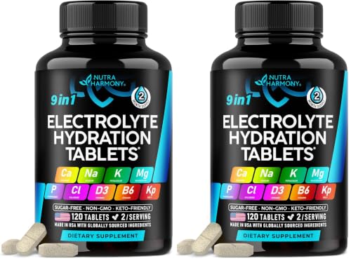 Image of NUTRAHARMONY Electrolyte Tablets with Magnesium, Sodium, Potassium, Chloride - 120 Tabs (Pack of 2)