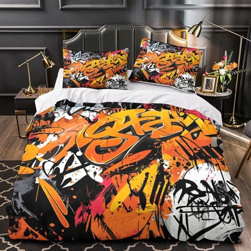 Housse de couette fermeture éclair résistante parure lit graffiti ado