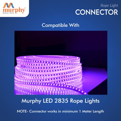 Image of Murphy 220V AC PIN Connector /Adaptor /Cable for LED (SMD 2835-120 LED /Mtr.) Rope Light (Pack of 6), White