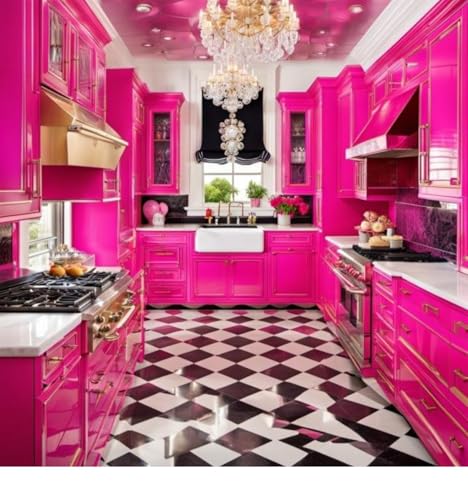 Image of CREON Pink Gloss Peel and Stick Self-Adhesive Removable Thicken Waterproof for Kitchen Countertop Cabinet Wardrobe(24X50 NCH, Dark Pink Glossy)