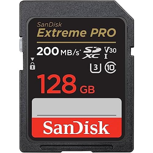 SanDisk Extreme PRO SDXC UHS-I Speicherkarte 128 GB (V30, Übertragungsgeschwindigkeit 200 MB/s, U3, 4K UHD Videos, SanDisk QuickFlow-Technologie, temperaturbeständig)
