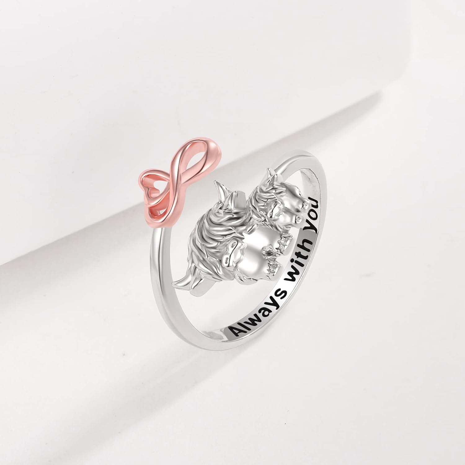 925 Sterling Silver Highland Cow Ring for Women Dainty Koala Sloth Otter Fox Elephant Highland Cow Mother-daughter Ring for MOM Birthday Mother's Day Jewelry Gift for Daughter Granddaughter