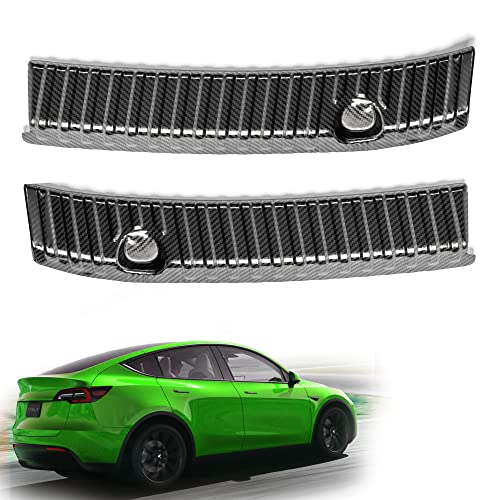 Shop4EV Lot de 2 protections de coffre, de seuil de chargement, en acier inoxydable, compatible avec Tesla Model Y (aspect carbone)