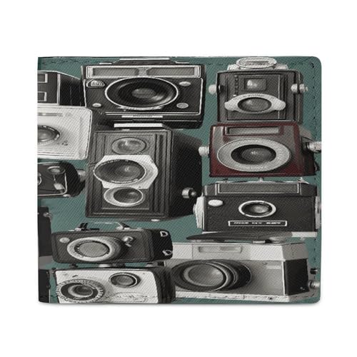 Wallet For Men Slim Minimalist Front Pocket Retro Cool Camera Collection Printed Mens Wallet For Work Travel And Daily Use