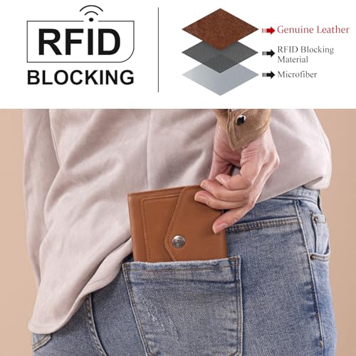 Montana West Small Brown Wallets for Women Ladies Female Compact Leather Card Cases & Money Organizers Rfid Blocking Trifold Little Wallet and Zipper Coin Pocket3