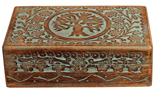 Etroves Gifts For Her - 8 Inch Tree Of Life Wood Box - Wooden Keepsake Jewelry Trinket Box Storage Organizer - Hand Carved Decorative Wooden Box #TOP3