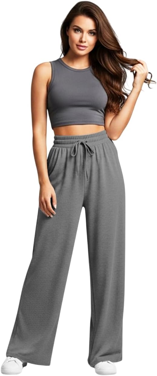 Calça Moletinho Pantalona Feminina Kit 2 Tamanho Único Cós Largo Corte a Fio Tecido Leve Cores Variadas