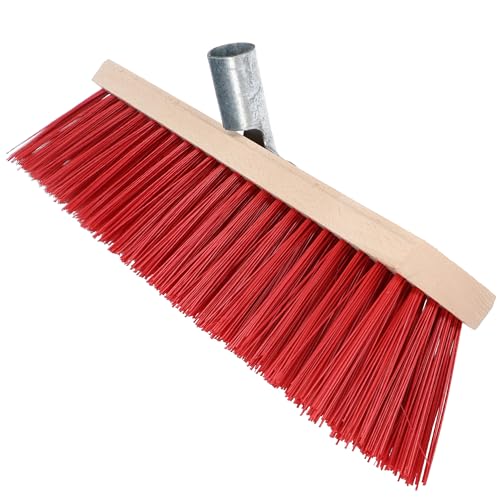 Heavy Duty Broom Head 40cm (16”) - Extra Stiff PVC Bristles for Driveways, Patios & Garages - Outdoor/Indoor Yard Brush with Handle Bracket - Tough Sweeping Brush for Caravans, Warehouses & Gardens