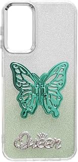 C.F.S Glitter Back Phone Protection Cover With 3D Butterfly Hidden Stand For Samsung Galaxy A14 - Green