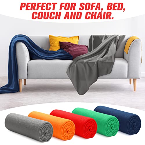 15 Pack Bulk Fleece Throw Blankets 50 X 60 Inch Lightweight Warm Fleece Blanket Assorted Color Polar Fleece Blanket Ultra Soft Solid Polyester Sofa Blanket For Home Office Bed Couch Chair,5 Colors #TOP4