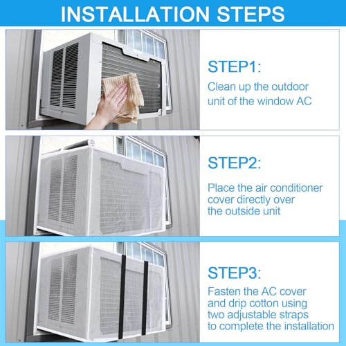 Aurelema 2 Pack Mesh Window Air Conditioner Covers for Outside Waterproof Window AC Cover Ventilated AC Unit Cover to Protect Against Leaves Debris(21''w X 16''d X 15''h) by Aurelema - Used condition - Image 4