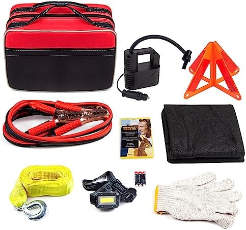 Heavy Duty and Portable Platinum Auto Safety Kit for Roadside Emergencies