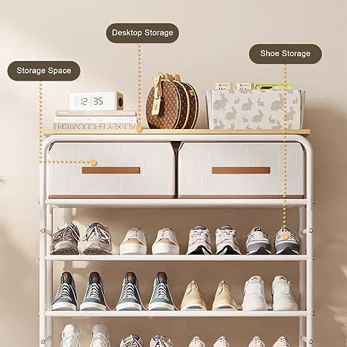 Design peu encombrant pour étagère à chaussures fine avec deux tiroirs utiles - 4