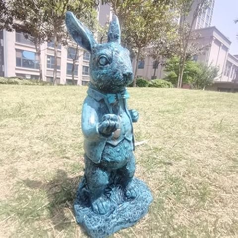 SBOMB Rabbit Figurines Decoration,Easter Bunny Sculpture,Bunny Statue in Wonderland Garden,Easter Bunny Decorations,Animals Garden Statues Ornament (D) Cover