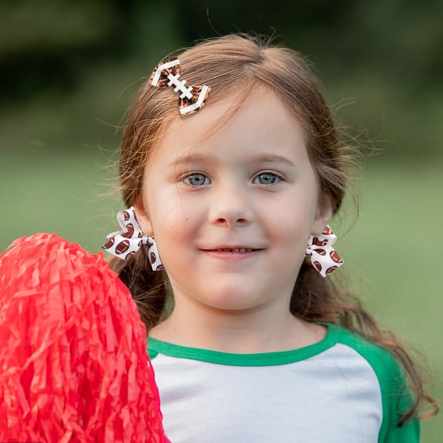 Miniatura 5 de Paquete de 4 lazos para el pelo de fútbol americano, pinzas para el pelo de piel sintética para boutique grogrén para niñas y mujeres, Super Bowl,