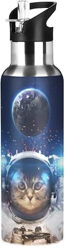 Vista 79 de Botella de agua amarilla para niños y niños, con aislamiento de acero inoxidable, para agua fría y caliente, con tapa con pajilla, para deportes