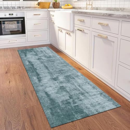 Tapis de couloir pour entrée et cuisine long tapis de sol bleu