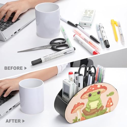 Support de télécommande en cuir PU grenouille et champignon design soigné