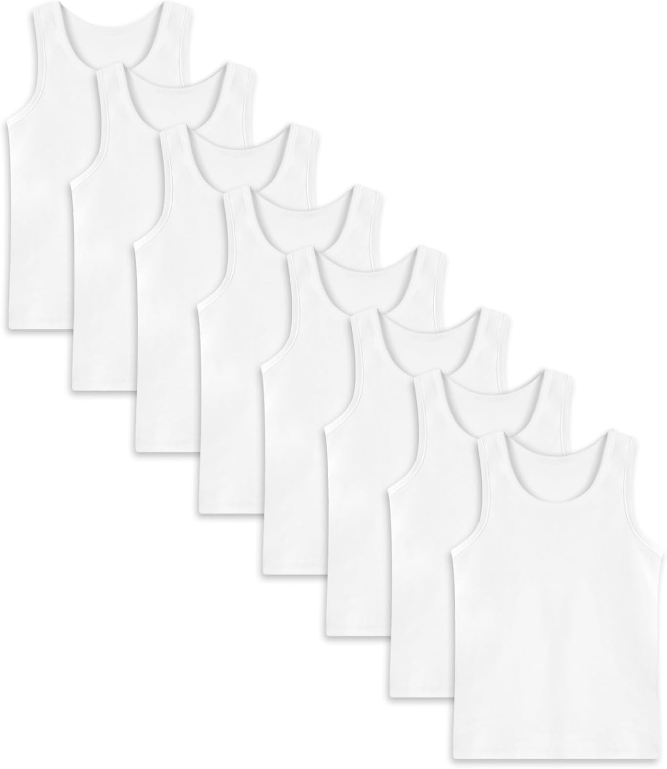 8 Pack Boys Kids Tank Tops Cotton Undershirts Sleeveless Crew Neck Tank Tops for Toddlers